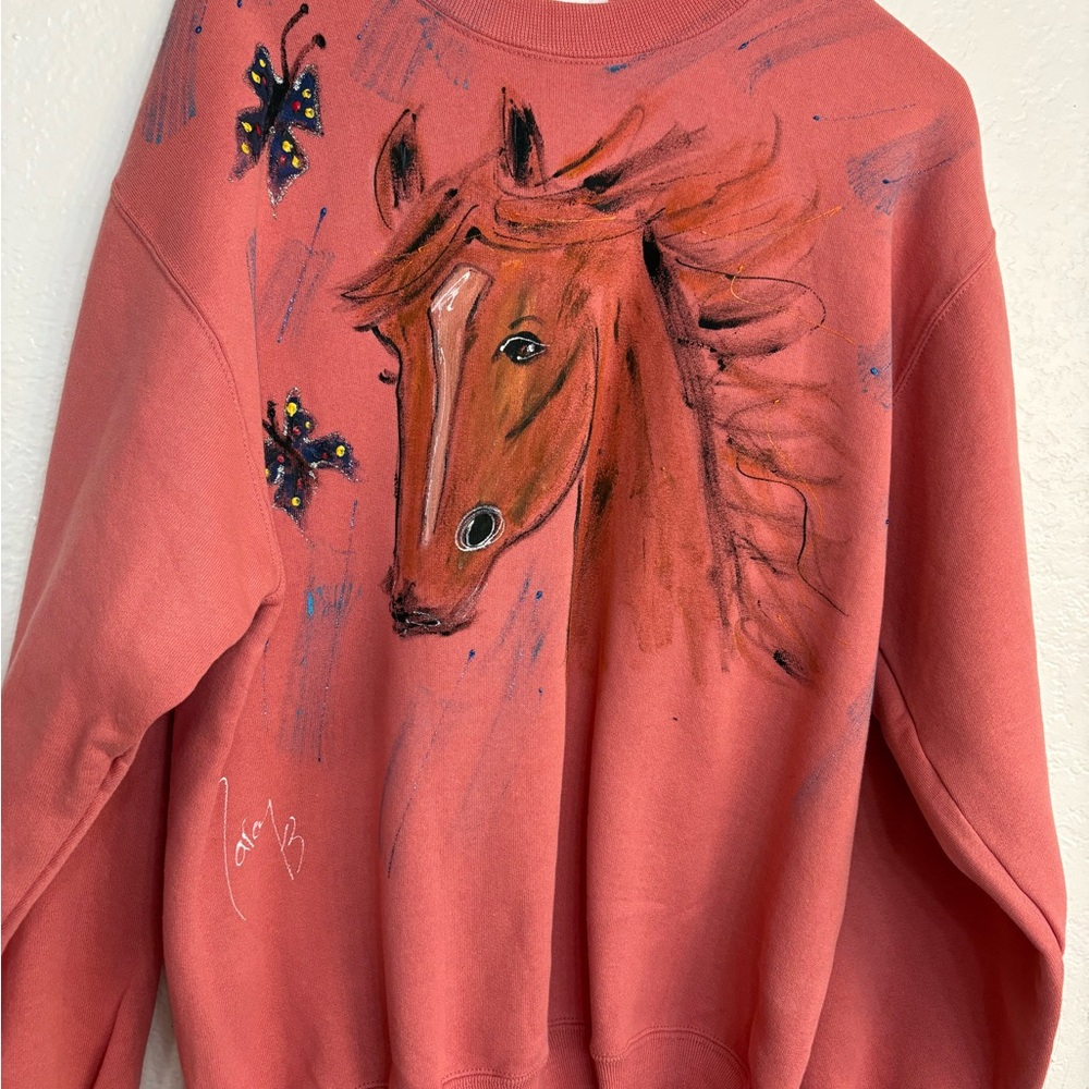 Sara Hand Painted Coral Sweatshirt